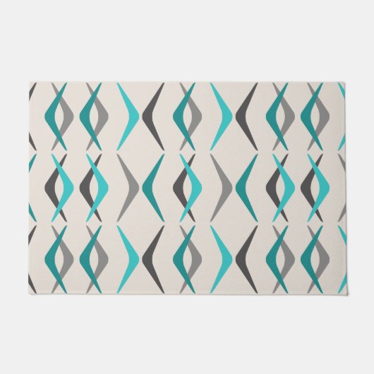 Mideeuw Boomerangs Turquoise Deurmat (Voorkant)