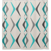 Mideeuw Boomerangs Turquoise Douchegordijn (Voorkant)