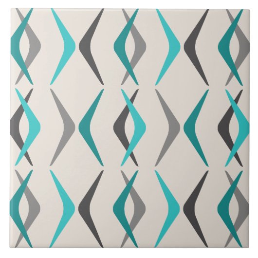 Mideeuw Boomerangs Turquoise Tegeltje (Voorkant)