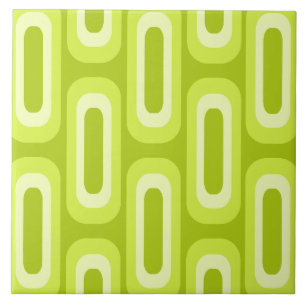Mideeuw geometrische vormen Chartreuse Tegeltje