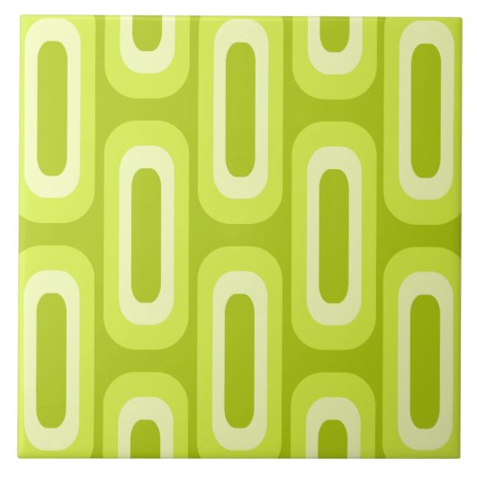 Mideeuw geometrische vormen Chartreuse Tegeltje (Voorkant)