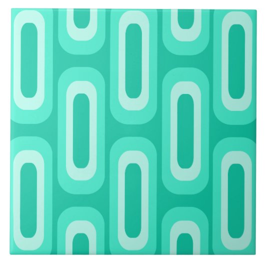 Mideeuw geometrische vormen turquoise tegeltje (Voorkant)