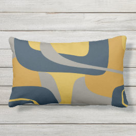 Mideeuw Modern Abstract 2 Mustard Navy Gray Buitenkussen