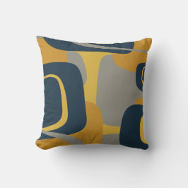 Mideeuw Modern Abstract 2 Mustard Navy Gray Kussen