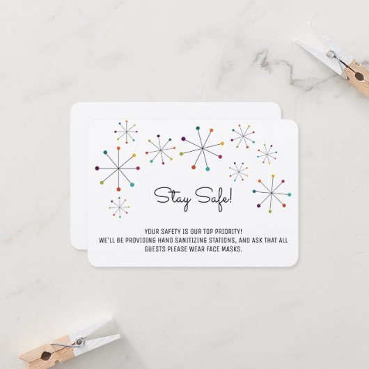 Mideeuw Modern Atomic Verouderd Bruiloft Veilighei Kaart (Voorkant / Achterkant in situ)