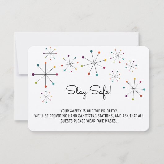 Mideeuw Modern Atomic Verouderd Bruiloft Veilighei Kaart (Voorkant)