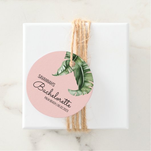 Mideeuw Modern Banana Leaf Bachelorette Bedankjes Labels (In situ)