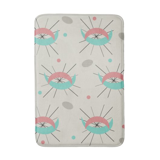 Mideeuw Modern Crescents Turquoise Pink Badmat (Voorkant Verticaal)