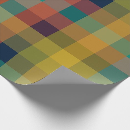 Mideeuw Modern multicolor Retro Check Patroon Cadeaupapier (Hoek)