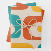 Mideeuw Modern Piquet-minimalistisch Abstract Blau Inpakpapier Vel (In situ)