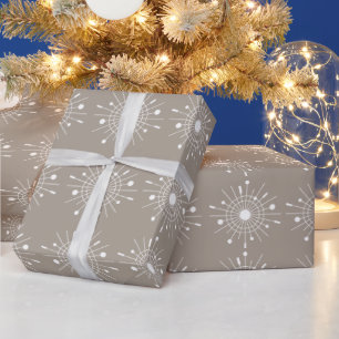 Mideeuw Modern Retro Atomic Snowflake kerst Cadeaupapier