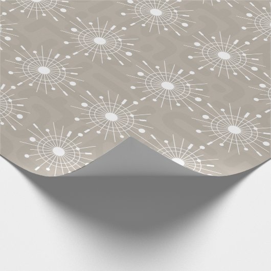 Mideeuw Modern Retro Atomic Snowflake kerst Cadeaupapier (Hoek)