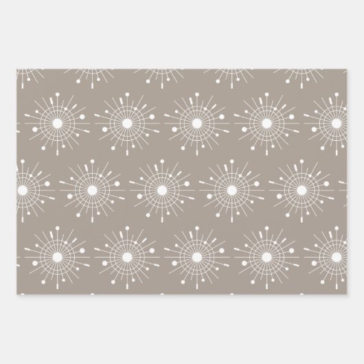 Mideeuw Modern Retro Atomic Snowflake kerst Inpakpapier Vel (Voorkant 3)