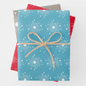 Mideeuw Modern Retro Atomic Snowflake kerst Inpakpapier Vel (In situ)