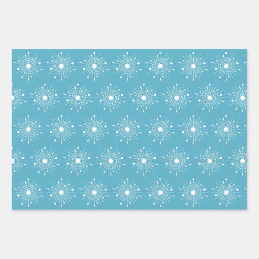 Mideeuw Modern Retro Atomic Snowflake kerst Inpakpapier Vel (Voorkant)