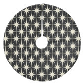Mideeuw Modern Retro Stars Pattern Black Cream Fleece Kerstboom Rok (Voorkant)