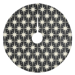 Mideeuw Modern Retro Stars Pattern Black Cream Fleece Kerstboom Rok