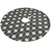 Mideeuw Modern Retro Stars Pattern Black Cream Fleece Kerstboom Rok (Gekanteld)