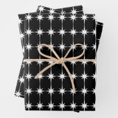 Mideeuw Modern Retro Sterpatroon Zwart & Wit Inpakpapier Vel (In situ)