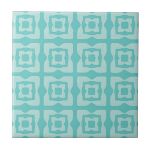 Mideeuw Modern Squares Patroon Aquamarine Tegeltje