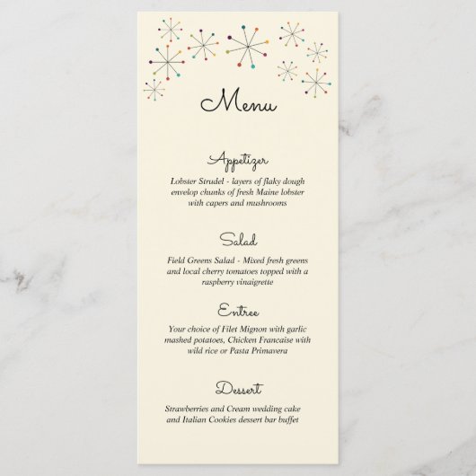 Mideeuw Modern stijlwentelingsmenu Menu (Voorkant)