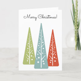 Mideeuw moderne bomen aangepaste bericht Kerstmis Kaart