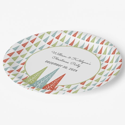Mideeuw moderne bomen aangepaste kerstfeest papieren bordje (Gekanteld)