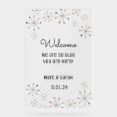 Mideeuw moderne bruiloft welkom acryl bord (Voorkant)