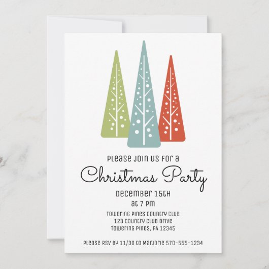 Mideeuw Moderne dennen Bomen Kerstfeest Kaart (Voorkant)