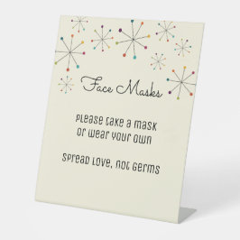 Mideeuw Moderne Gezichtsmaskers Station Bruiloft Reclamebord Met Voetstuk