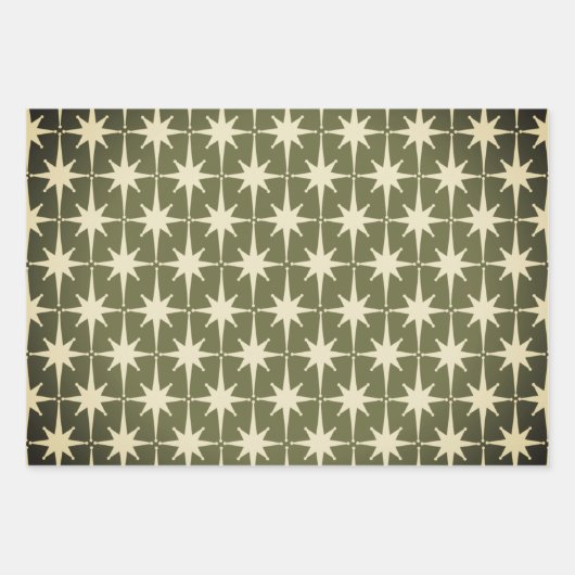 Mideeuw Moderne Retro Kerst  Sterren Inpakpapier Vel (Voorkant 3)