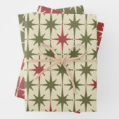 Mideeuw Moderne Retro Kerst  Sterren Inpakpapier Vel (In situ)