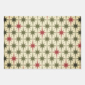 Mideeuw Moderne Retro Kerst  Sterren Inpakpapier Vel (Voorkant)