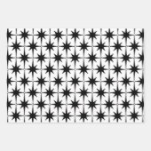 Mideeuw Moderne Retro Starbursts Zwart-wit Inpakpapier Vel (Voorkant 3)