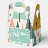 Mideeuw Moderne Retro Turquoise Kerstbomen Bedankdoosjes (Geopend)