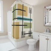 Mideeuw Rechthoeken Vierkante Veelkleurige Douchegordijn (In situ)