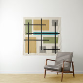 Mideeuw Rechthoeken Vierkante Veelkleurige Wandkleed (In situ)