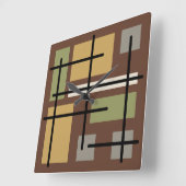 Mideeuw Rechthoeken Vierkantjes Bruin Veelkleurig Vierkante Klok (Hoek)