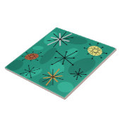 Mideeuw Sputnik Starbursts Turquoise Tegeltje (Zijkant)