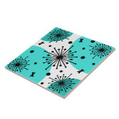 Mideeuw Sputnik Starbursts Turquoise Tegeltje (Zijkant)