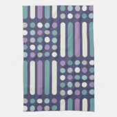 Mideeuwse cirkels lijnen Paarse Turquoise Theedoek (Verticaal)