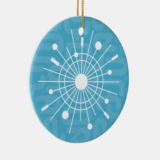 Mideeuwse MOD Atomic Sputnik kerstsnowflake Keramisch Ornament (Rechts)