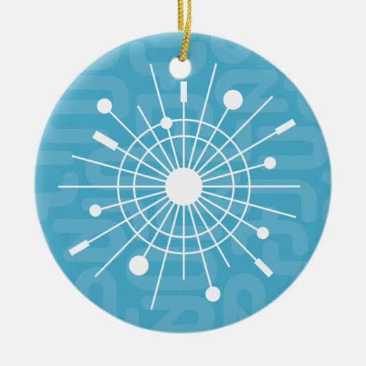 Mideeuwse MOD Atomic Sputnik kerstsnowflake Keramisch Ornament (Voorkant)