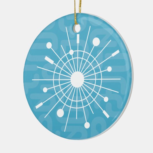 Mideeuwse MOD Atomic Sputnik kerstsnowflake Keramisch Ornament (Links)