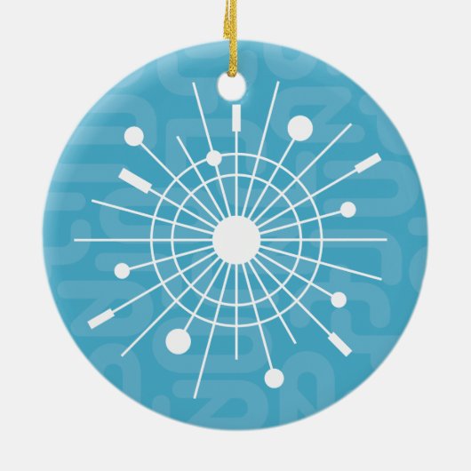 Mideeuwse MOD Atomic Sputnik kerstsnowflake Keramisch Ornament (Achterkant)