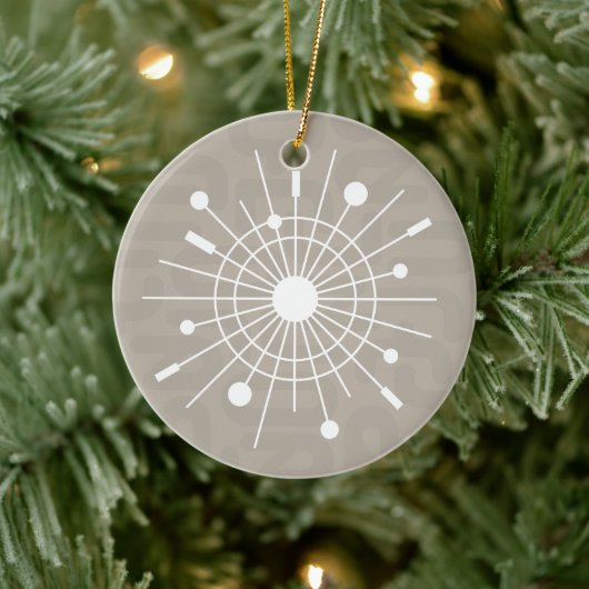 Mideeuwse MOD Atomic Sputnik kerstsnowflake Keramisch Ornament (Boom)