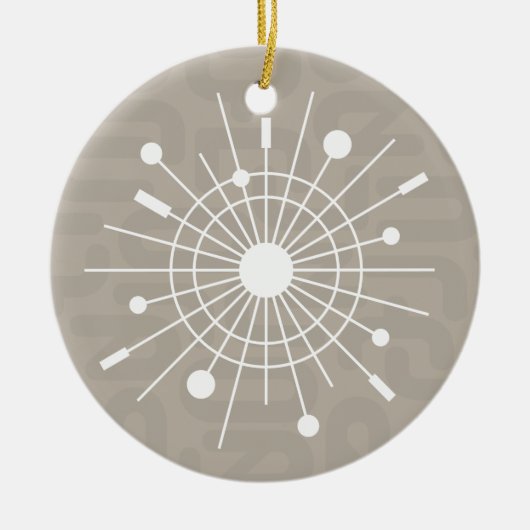 Mideeuwse MOD Atomic Sputnik kerstsnowflake Keramisch Ornament (Voorkant)