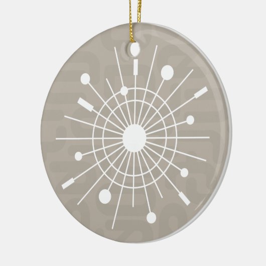 Mideeuwse MOD Atomic Sputnik kerstsnowflake Keramisch Ornament (Links)