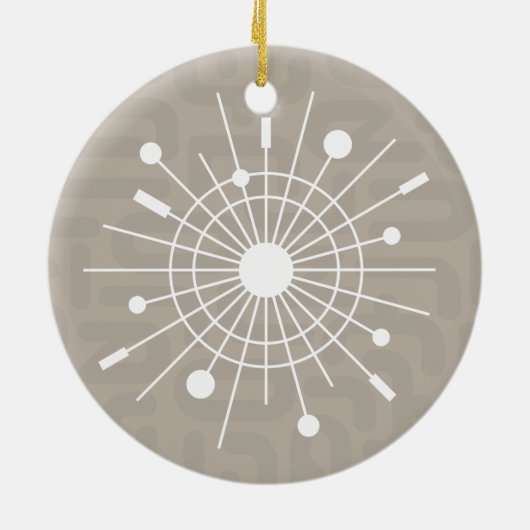 Mideeuwse MOD Atomic Sputnik kerstsnowflake Keramisch Ornament (Achterkant)