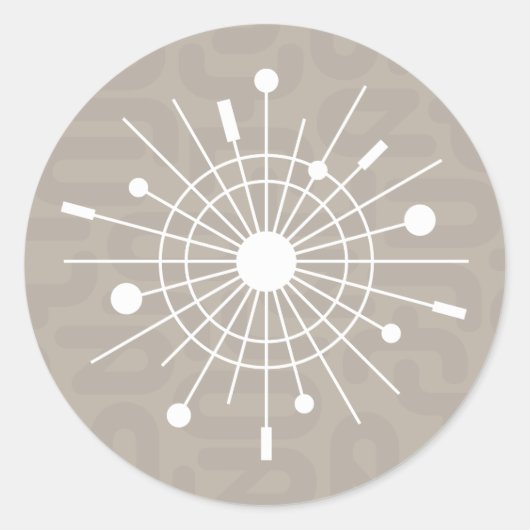 Mideeuwse MOD Atomic Sputnik kerstsnowflake Ronde Sticker (Voorkant)